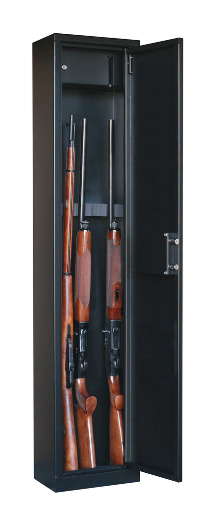 Dulap pentru 5 arme, 148,5x31x20 cm cu compartiment pentru munitie, negru